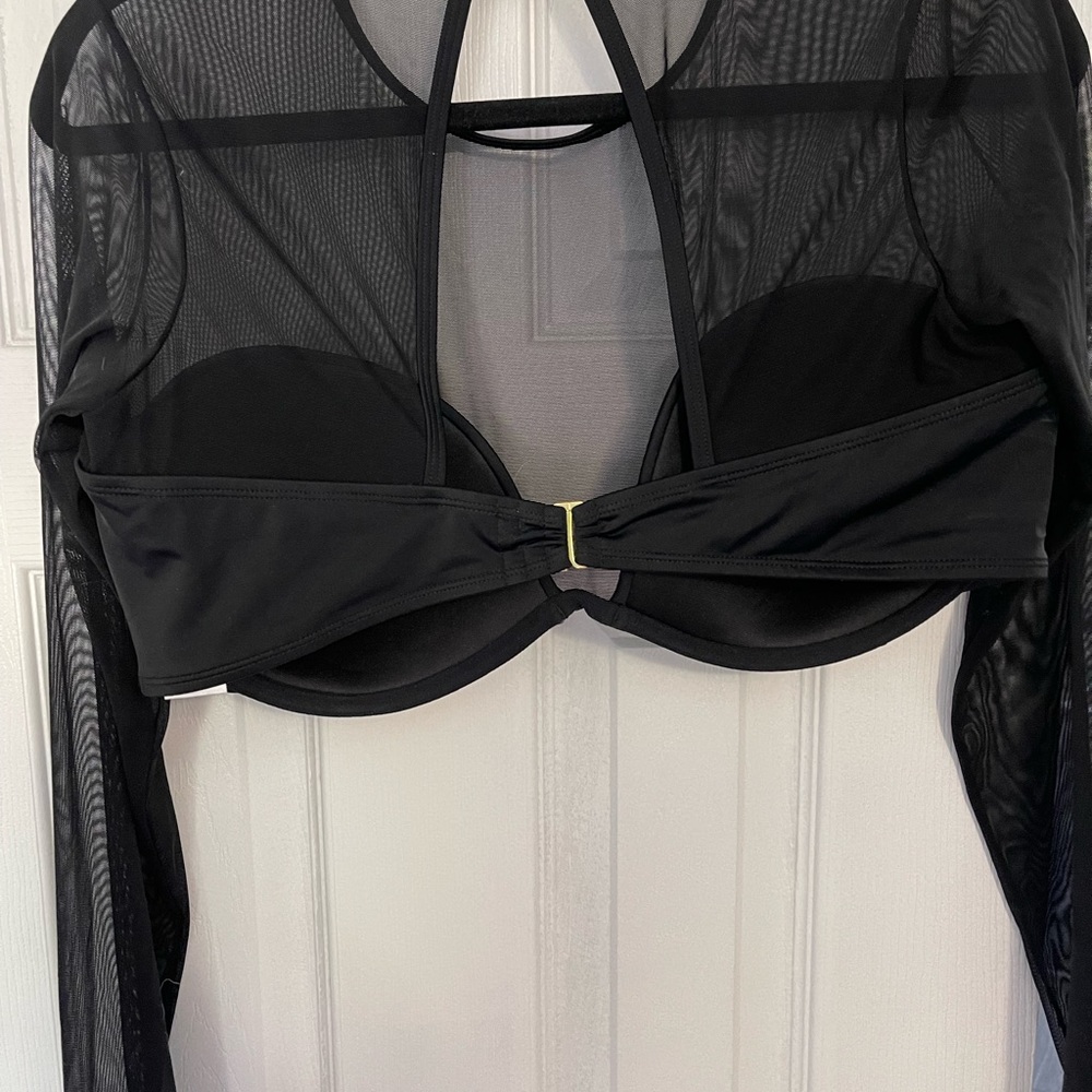 LONG SLEEVE UNDERWIRE MESH BIKINI TOP - Picture 4 of 4